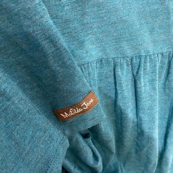 MATILDA JANE Tiered Knit Dress‎ Teal Modal Long Sleeves Vneck Boho Cottagecore S - Picture 5 of 10